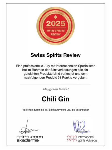 Auszeichnung Chili-Gin